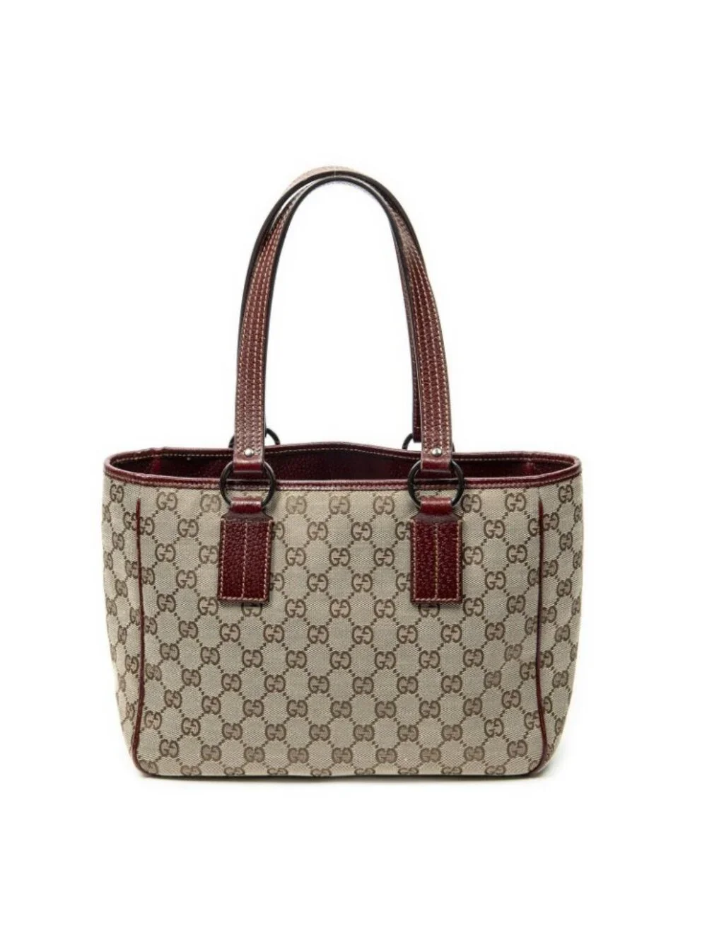 Gucci Small Shoulder Tote Maroon Beige GG Canvas